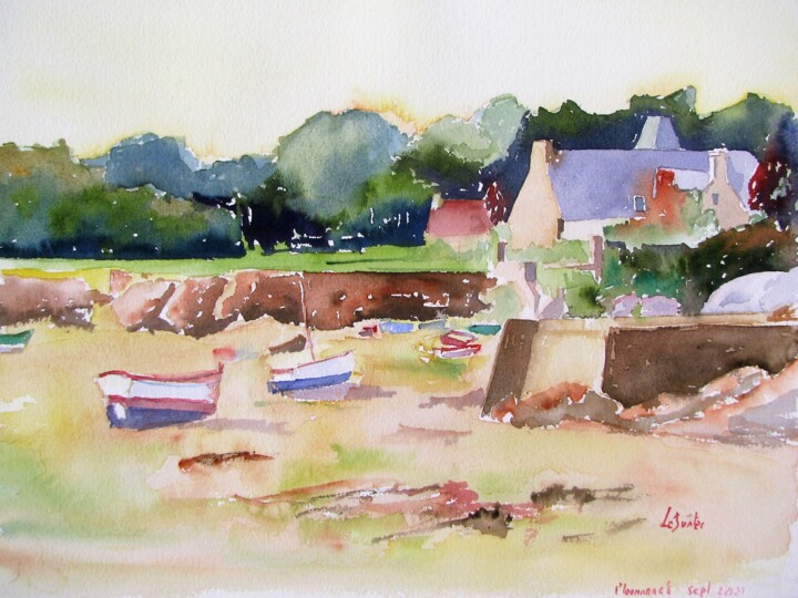 Peinture intitulée "Ploumanac'h" par Jean-Noël Le Junter, Œuvre d'art originale, Aquarelle Monté sur Panneau de bois