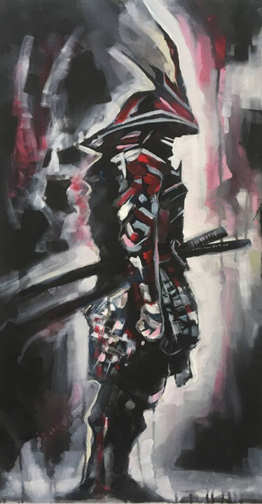 Samurai. 绘画, 39.4x19.7 in