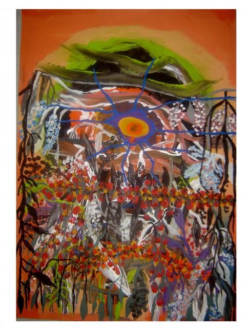 Painting titled "Sunkissed Desert" by Letty Nupanunga, Original Artwork