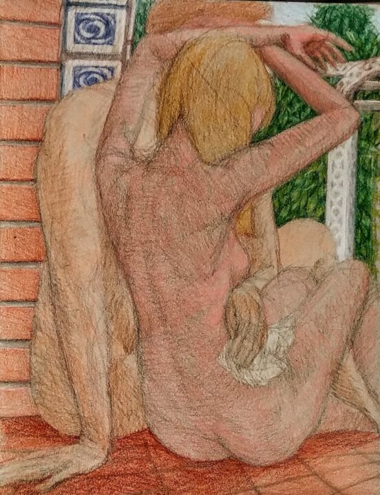 Lovers after the Bath 图画, 12x9 in