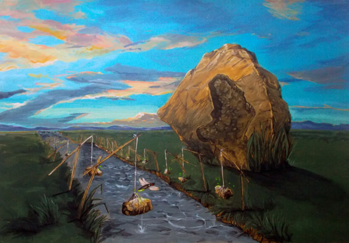 Painting titled "THE MOTHER OF ANGUI…" by Lazaro Hurtado, Original Artwork, Acrylic