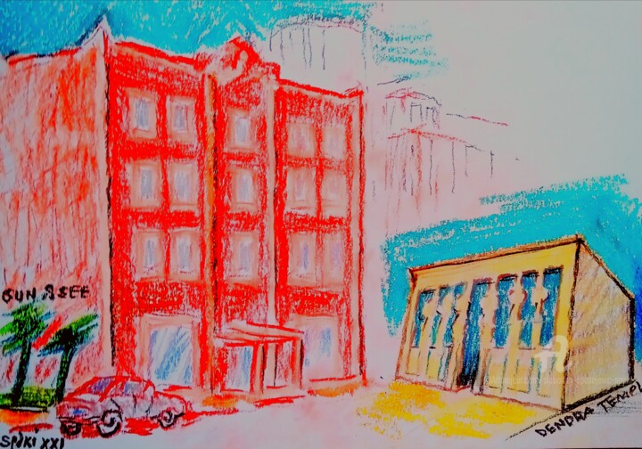 La mere et hotels/ ce ne pas vinght unieme virtuel expo/ Painting, 8.3x11.7 in