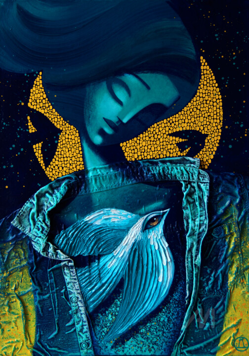 Blue bird 绘画, 27.6x19.7 in