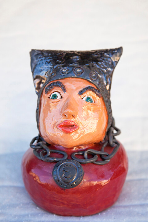 Sculpture titled "The medieval judge" by Elena Uljancic, Original Artwork, Ceramics