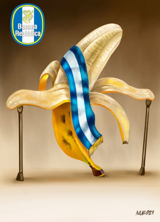 Digitale Kunst getiteld "Banana President" door Mauricio Jose Miranda, Origineel Kunstwerk, Digitaal Schilderwerk