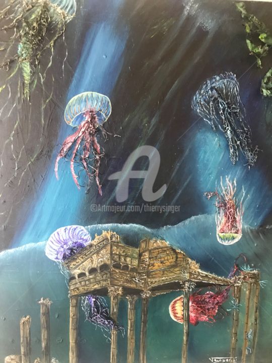 Les gardiennes des abysses 绘画, 23.6x19.7 in