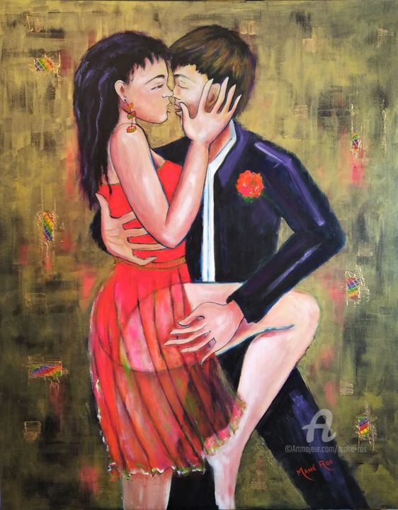 Tango rouge passion 绘画, 36.2x28.7 in