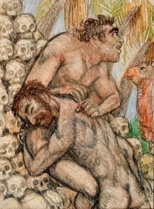 Anteus and Hercules 2 图画, 15x12 in