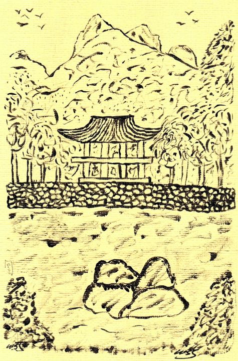 Petit temple 绘画, 8.3x5.9 in