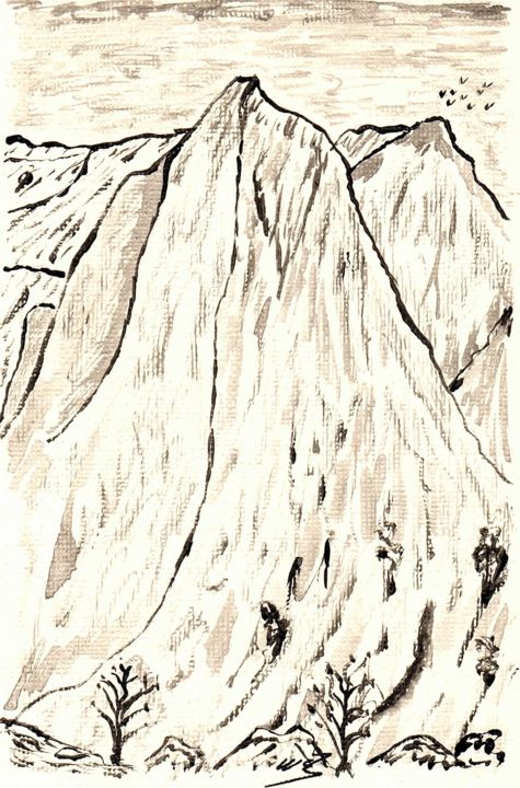 Aux pieds des montagnes 绘画, 8.3x5.9 in