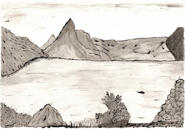Peinture intitulée "Lac" par Mf Arts-Créations, Œuvre d'art originale, Acrylique
