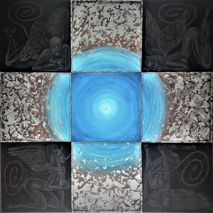 Croce e demoni. L'inganno del male. 绘画, 39.4x39.4 in