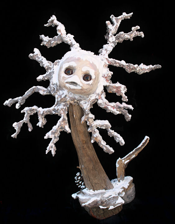 L'arbre de vie attend le dégel Sculpture, 16.1x15.4 in