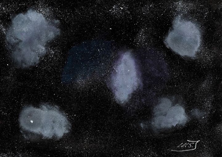 Nuages dans l'espace 绘画, 8.3x11.7 in