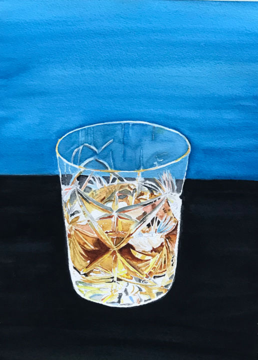 Whisky on the Rocks 绘画, 15.8x11.8 in
