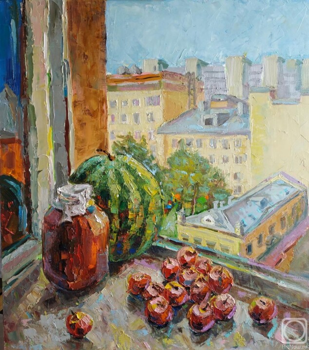 Painting titled "На исходе лета" by Nina Silaeva, Original Artwork, Oil Mounted on Wood Stretcher frame