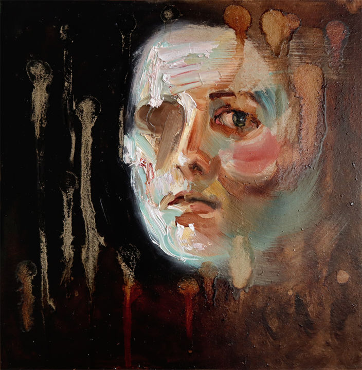 Pintura titulada "Abyss" por Elizaveta Akimova (Esanglier), Obra de arte original, Oleo