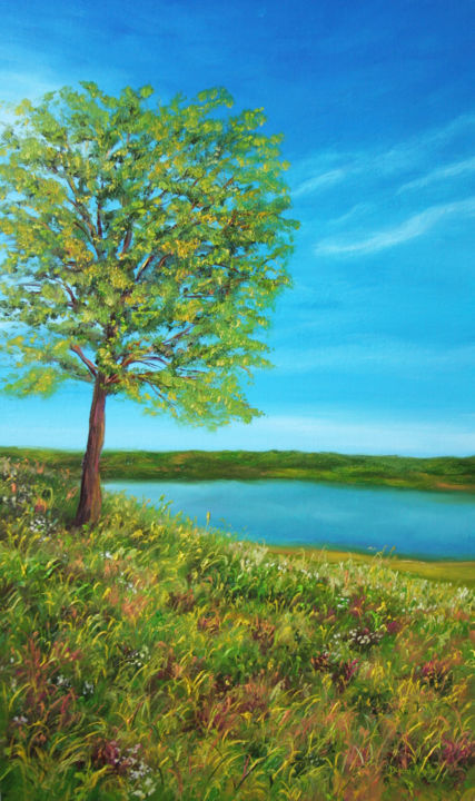 Pintura intitulada "One summer day" por Dinara Aristo, Obras de arte originais, Óleo