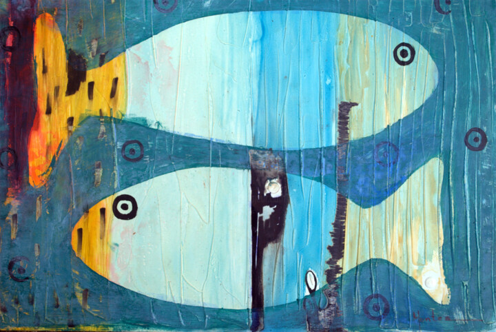 Alguien me mira, versión azul 绘画, 11.8x17.7 in
