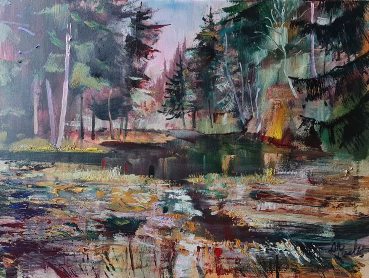 Painting titled "Autumn" by Aivis Pīzelis, Original Artwork, Acrylic