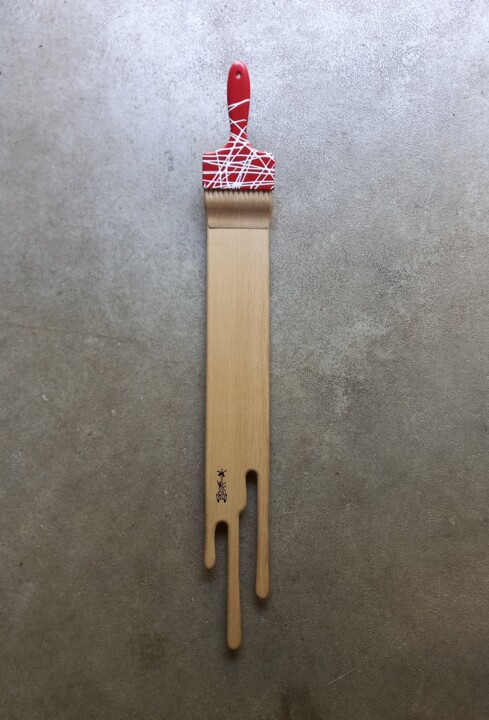 COOLure chêne rouge dripping blanc 雕塑, 43.3x5.5 in