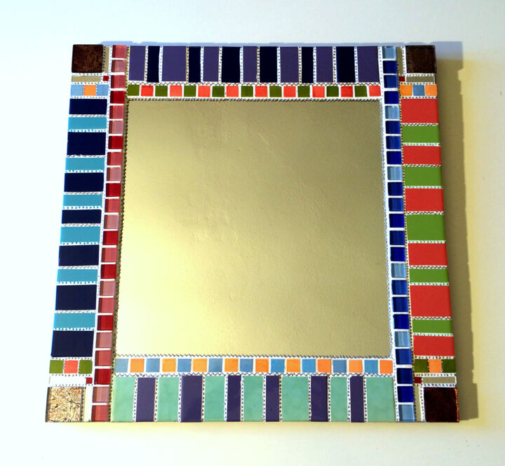 miroir mosaïque murale " céramiques multicolores et carrés " 设计, 22.8x22.8 in