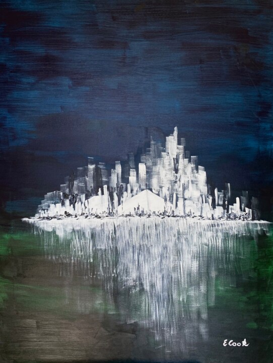 Painting titled "Dark Velvet Night" by Elisa Cook Benbassat Bassat, Original Artwork, Acrylic