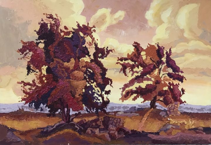 Malerei mit dem Titel "Hot summer" von Uyển Nhi Nguyễn Trần, Original-Kunstwerk, Acryl