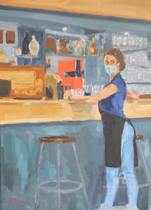 Peinture intitulée "La Commande (N°2) -…" par Chéker, Œuvre d'art originale, Huile Monté sur Châssis en bois