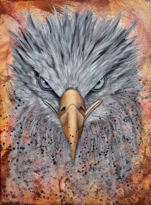 Peinture intitulée "Pygargue huile form…" par Steivan Loundou, Œuvre d'art originale, Huile Monté sur Châssis en bois
