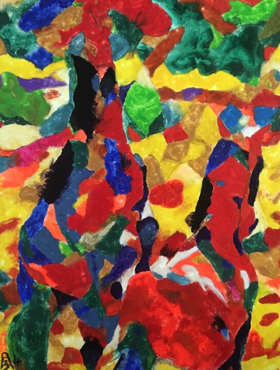 Les étalons sauvages 绘画, 19.7x15.8 in