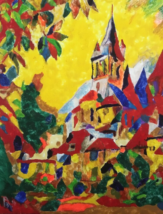Un village dans la montagne du Couserans 绘画, 19.7x15.8 in