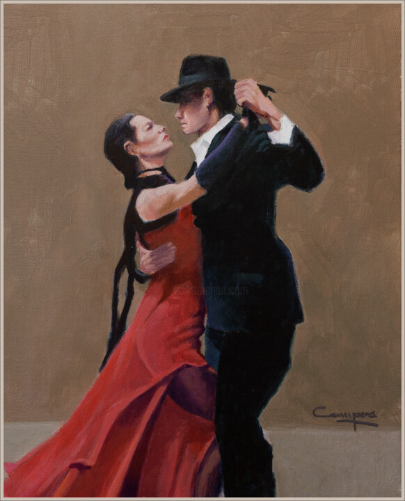"Tango" 绘画, 16.9x13.4 in