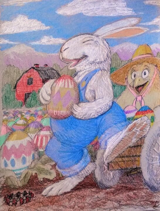 The Easter Bunny's Harvest 图画, 14x11 in
