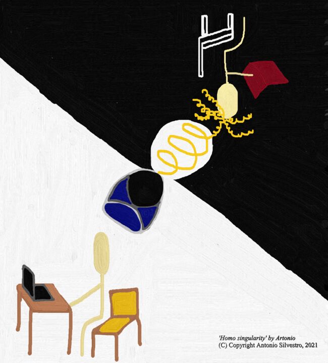 Arte digital titulada "Homo singularity" por Antonio Silvestro, Obra de arte original, Trabajo Digital 2D
