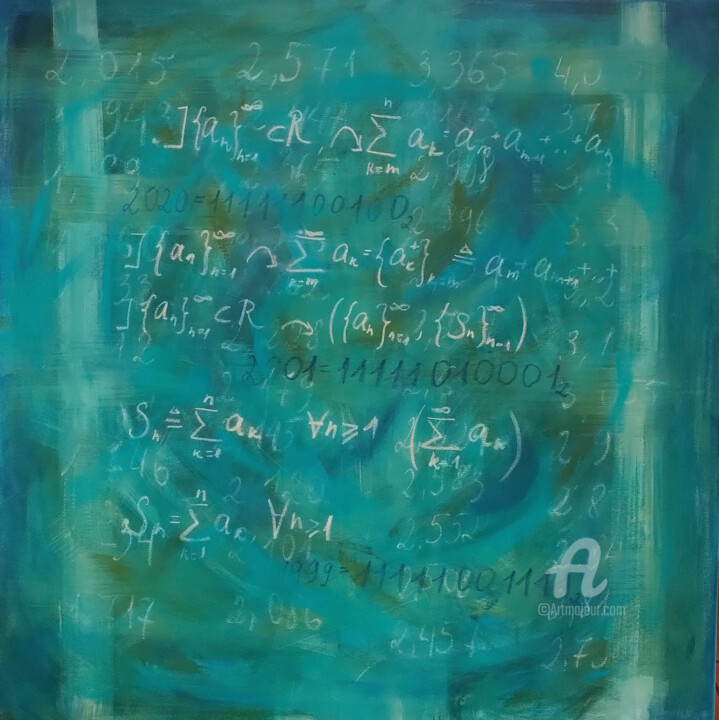 Teal Schoolboard 绘画, 39.4x39.4 in