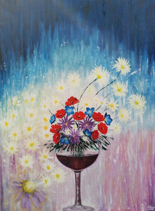 Painting titled "Les Noces" by Aurélie Goarzin, Original Artwork, Oil Mounted on Wood Stretcher frame