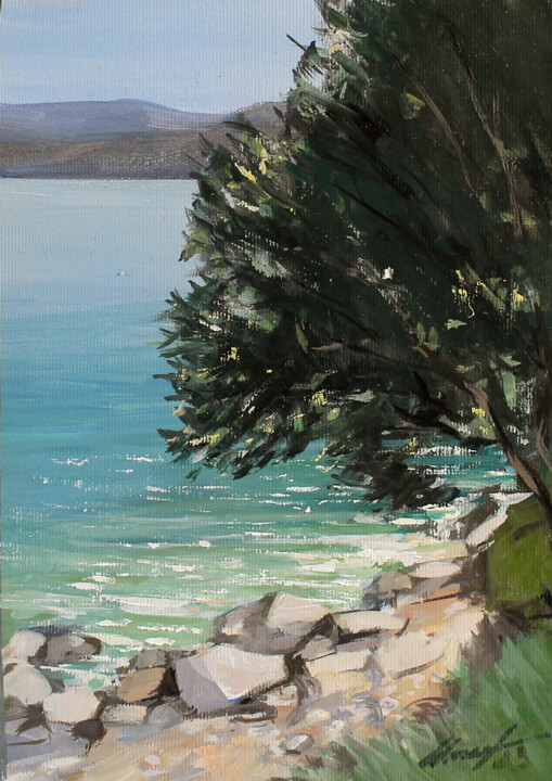 Painting titled "View near Kas, Turk…" by Elmar Magerram, Original Artwork, Oil