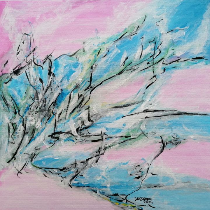 Peinture intitulée "E Blue Abstraction" par Wabyanko, Œuvre d'art originale, Acrylique