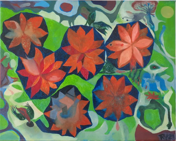 Wassergarten 绘画, 15.8x19.7 in