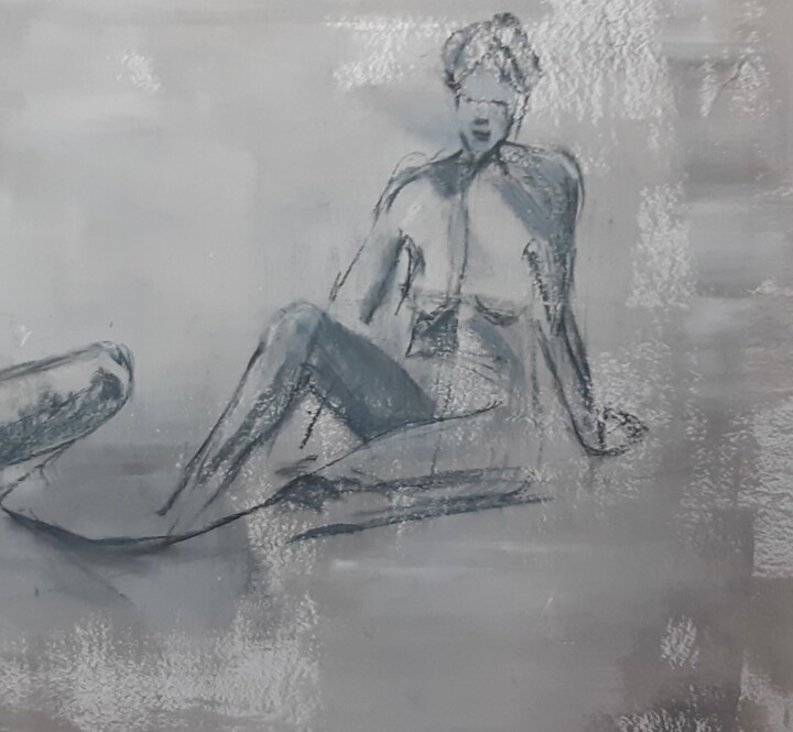 Dessin intitulée "Esquisse bleue 2 si…" par Marie Pascale Martins, Œuvre d'art originale, Acrylique