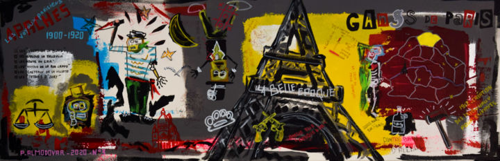 "Les gangs de Paris" 绘画, 15.8x47.2 in