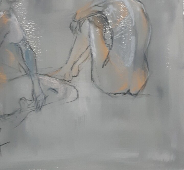 Dessin intitulée "Esquisse femme sur…" par Marie Pascale Martins, Œuvre d'art originale, Fusain