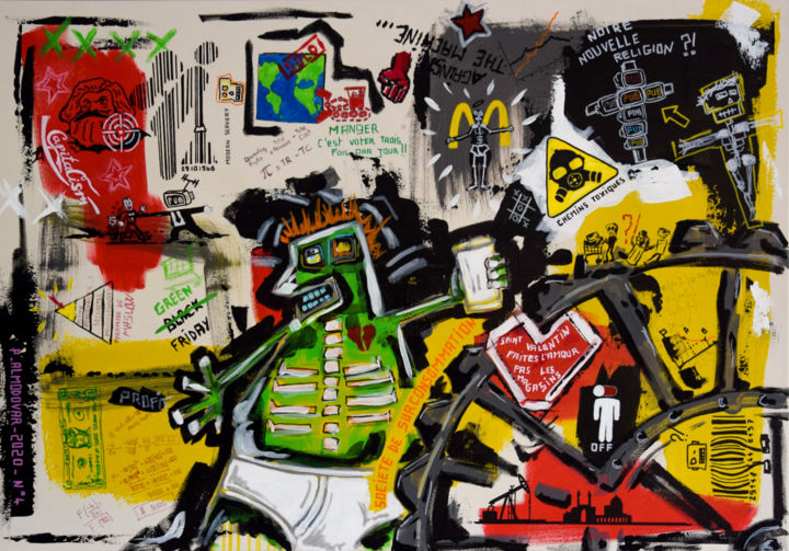 Société de surconsommation 绘画, 31.5x45.7 in
