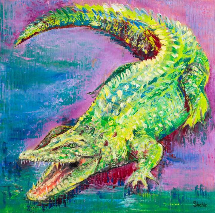 Nile Crocodile 绘画, 19.7x19.7 in