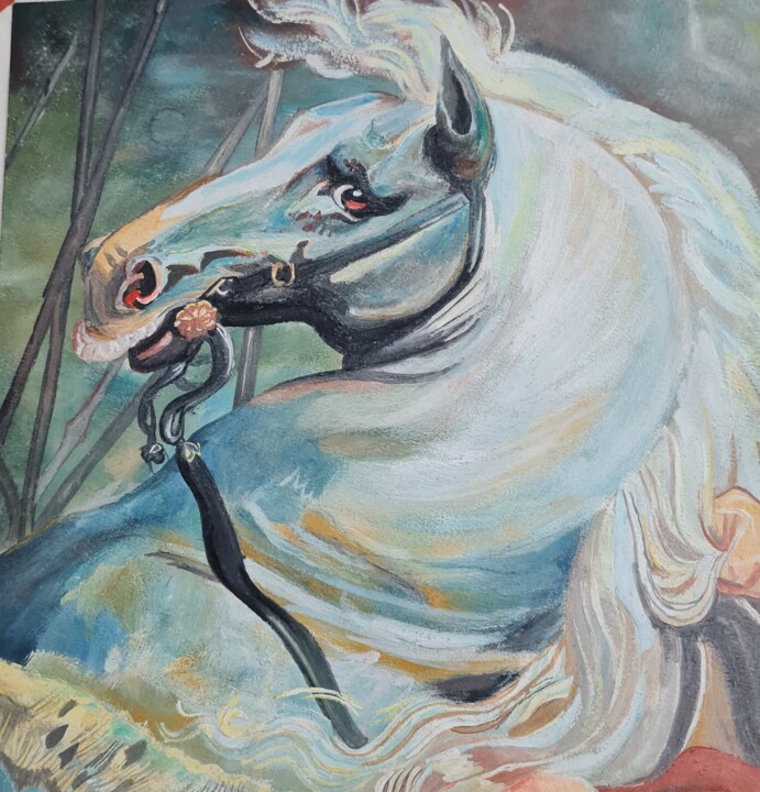 La bataille 绘画, 9.5x9.5 in
