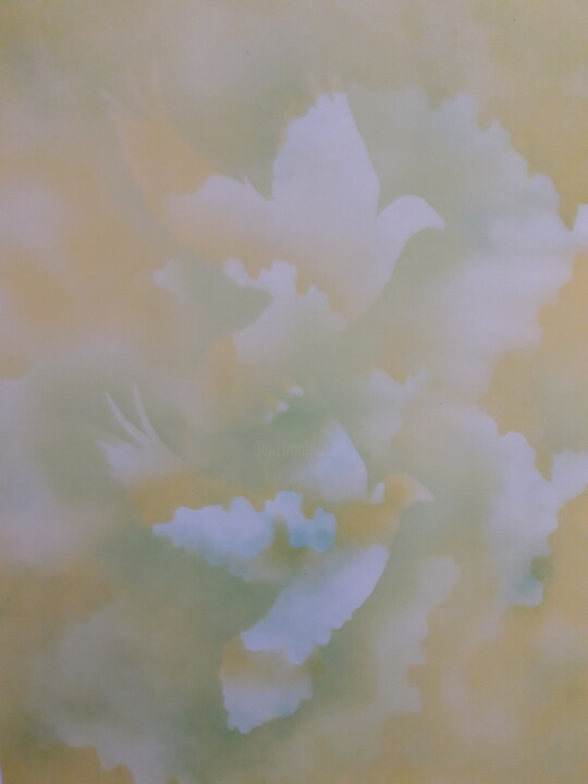 Les colombes blanches 绘画, 41.3x32.7 in