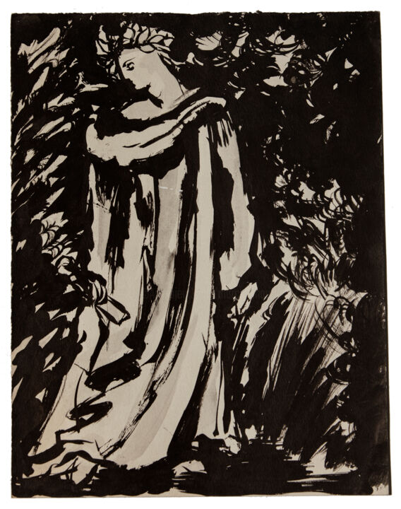 Dessin intitulée "Dante" par Marcel Mariono, Œuvre d'art originale, Encre