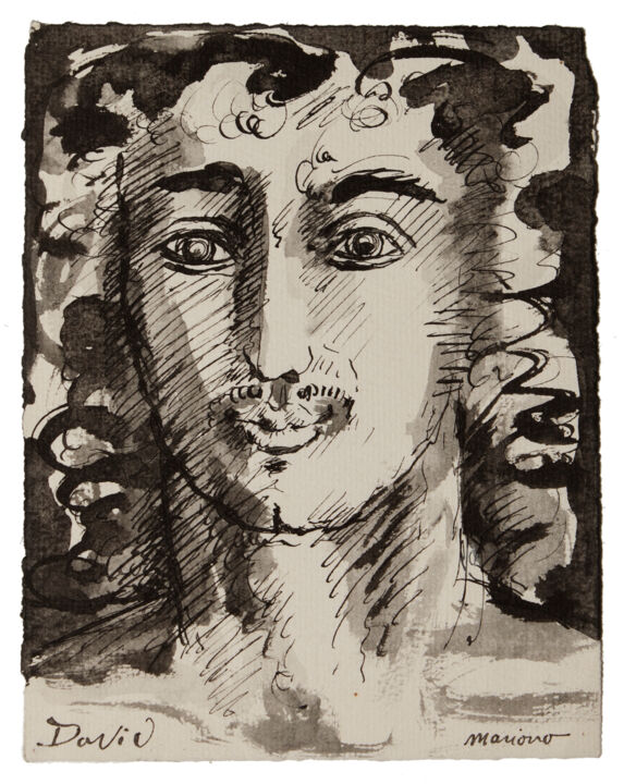 Dessin intitulée "David" par Marcel Mariono, Œuvre d'art originale, Encre