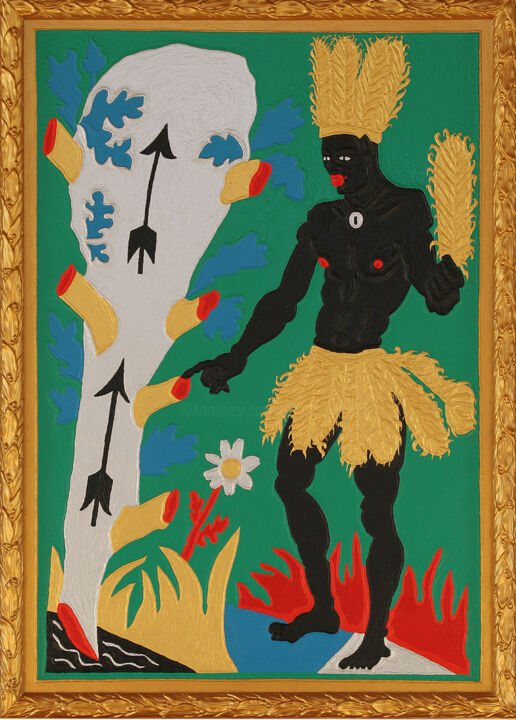 Peinture intitulée "Un de Bâton" par Marcel Mariono, Œuvre d'art originale, Acrylique